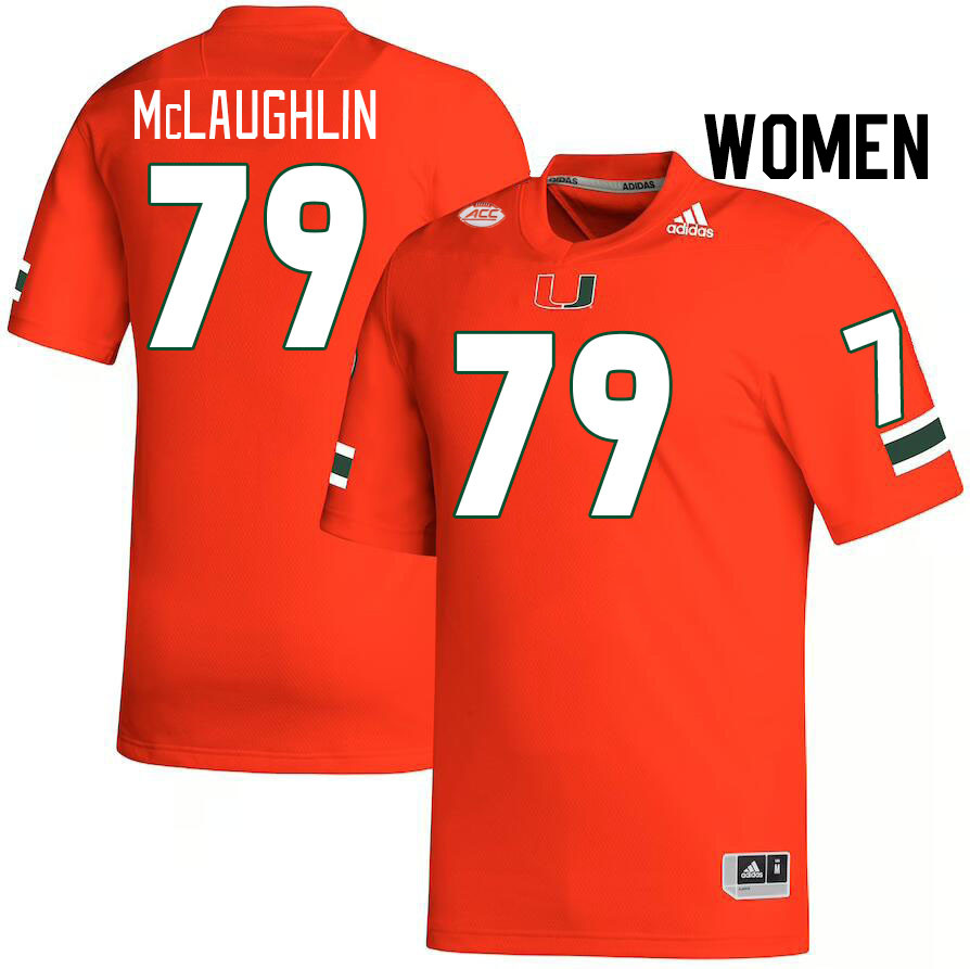 Women #79 Michael McLaughlin Miami Hurricanes College Football Jerseys Stitched-Orange